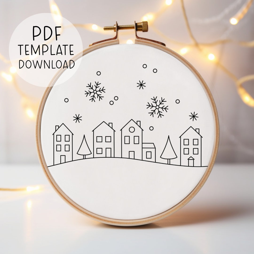 Christmas Village Embroidery Pattern Download, Winter Village ...