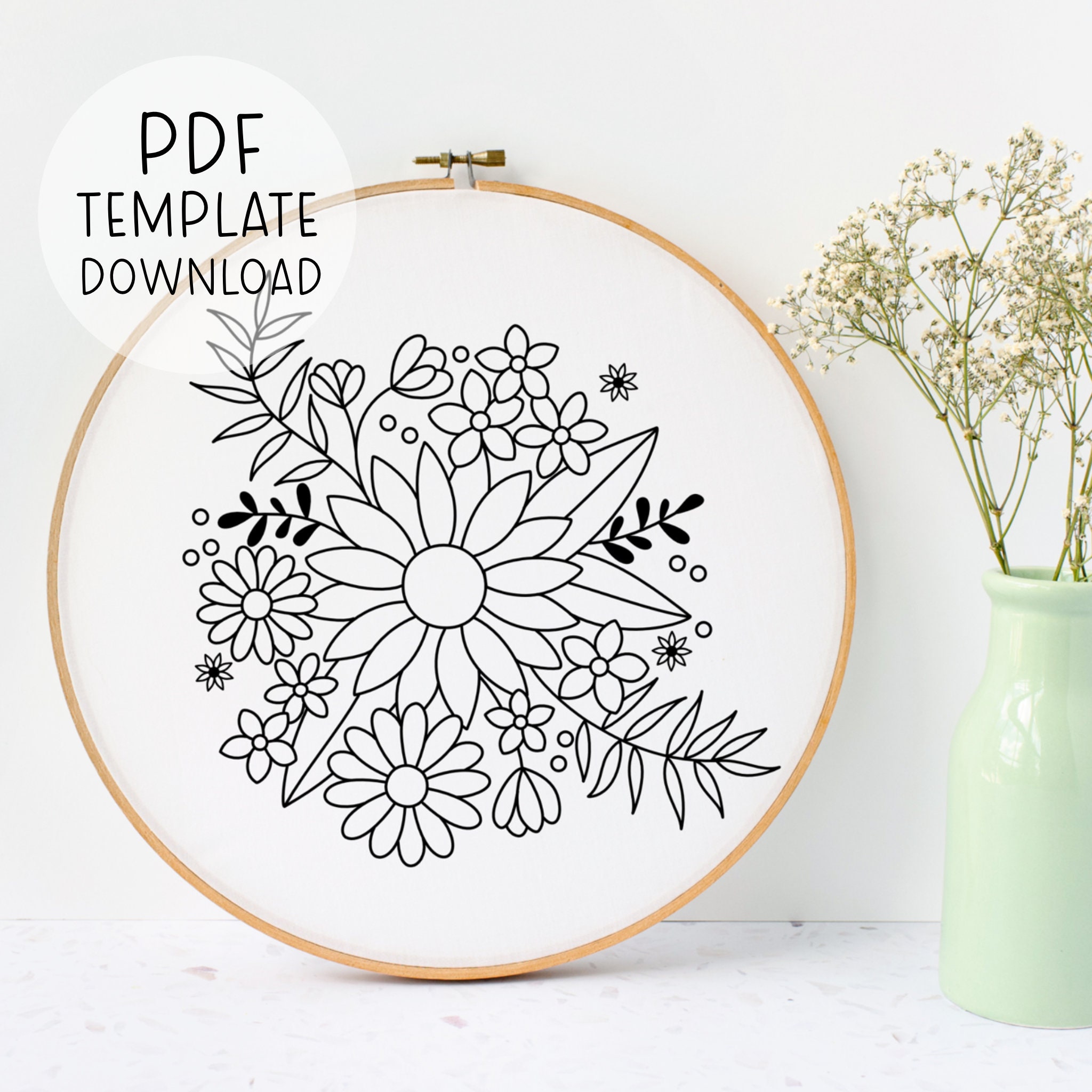 Flowers Embroidery Pattern Instant Download, Botanical Embroidery PDF ...