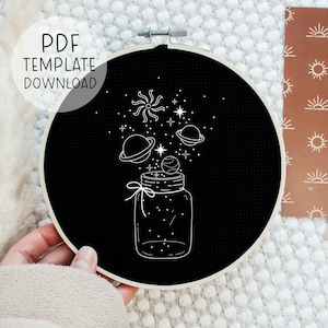 Galaxy Embroidery Pattern Beginner, Universe Embroidery PDF, Planets Embroidery Design, Space Embroidery Template, Star Embroidery Hoop Art