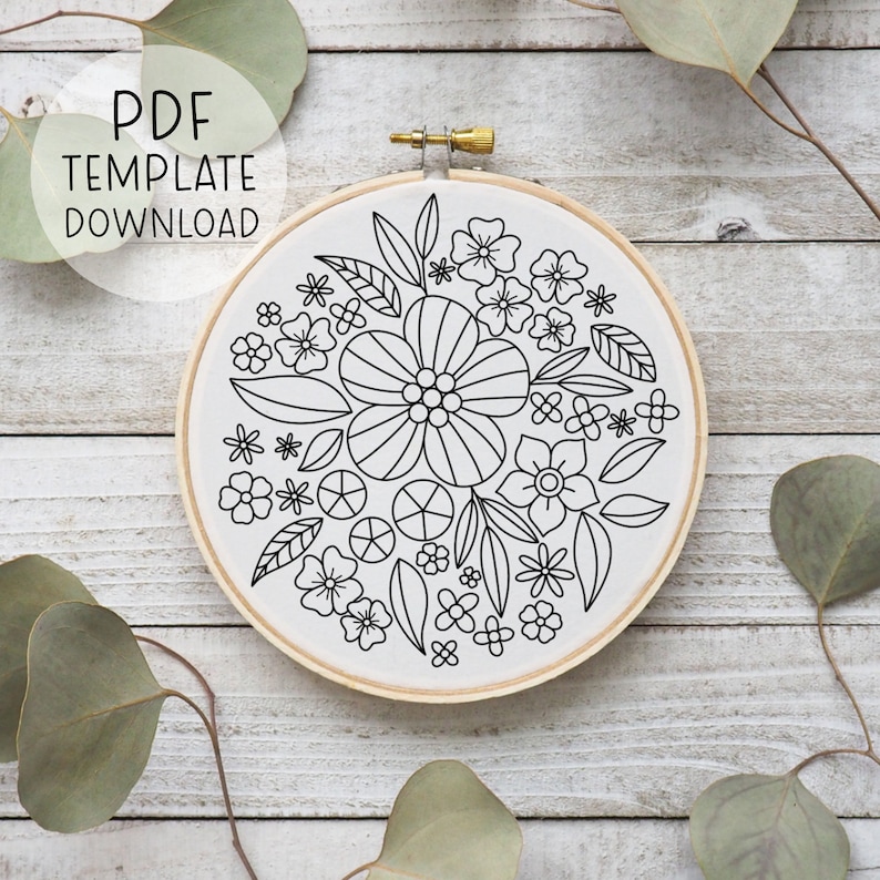 Flowers Embroidery Pattern Instant Download Botanical Etsy