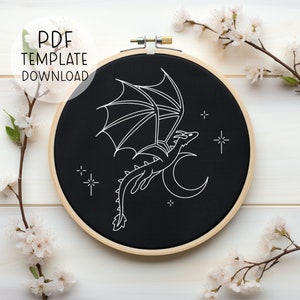 Cute Dragon Embroidery Pattern, Fantasy Embroidery Design, Wyvern Embroidery Pattern Mythical Creatures Embroidery Pattern, Nerd Embroidery