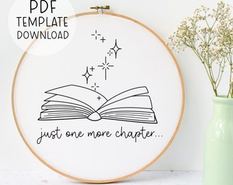 Nur noch ein Kapitel, Bücherwurm Stickdatei, Leseratte Lesezeichen, Buch Handstickerei, DIY Stickmuster Buch Liebhaber Geschenk