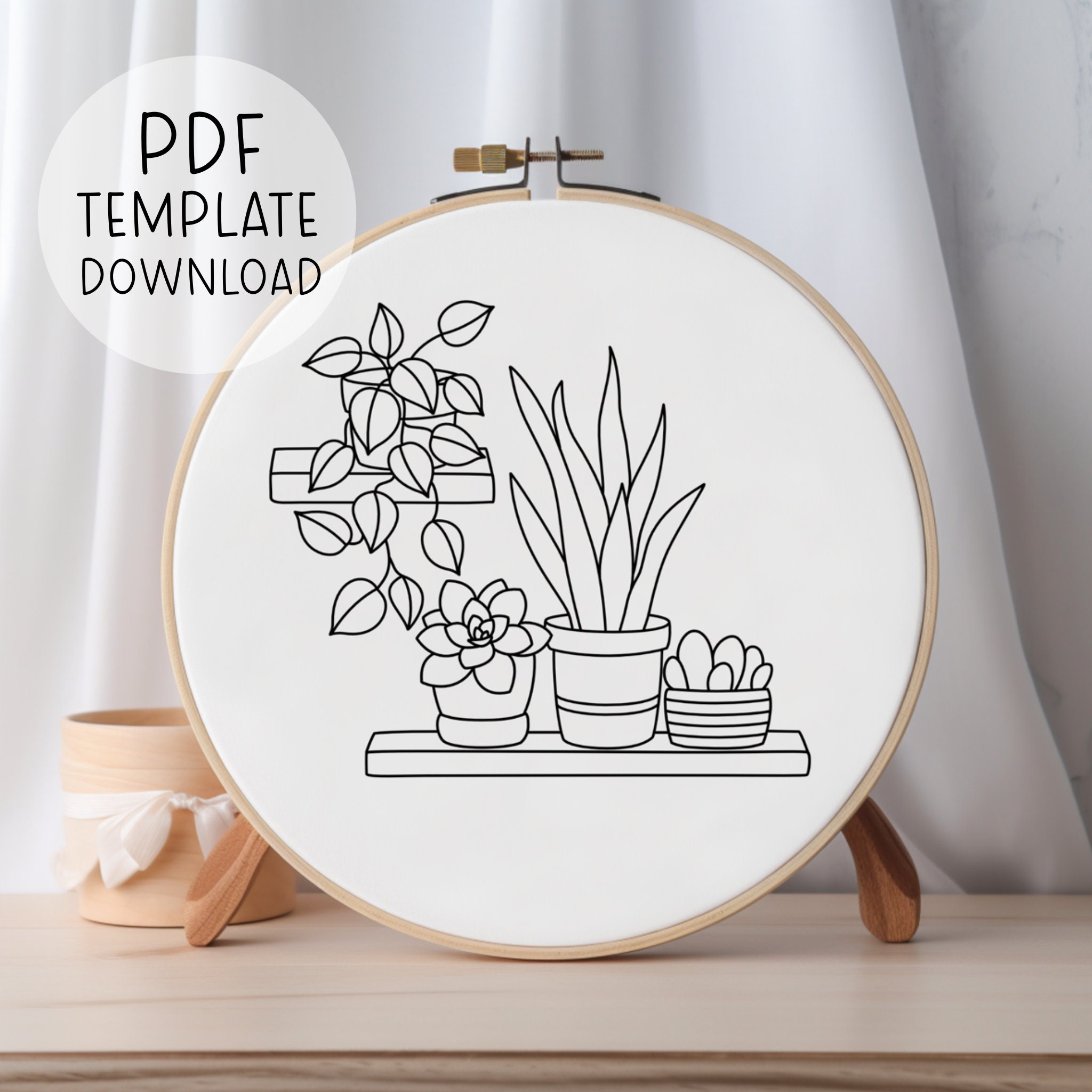 Plant Shelf Embroidery Pattern Download PDF, Botanical Embroidery ...