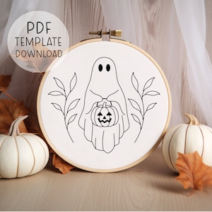 Ghost Embroidery Pattern Download, Embroidery Halloween Pattern, Trick Or Treat Embroidery Pumpkin Cute Halloween Hand Embroidery Designs