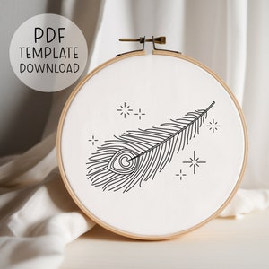 Peacock Feather Embroidery Pattern, Boho Embroidery, Boho Embroidery PDF, Peacock Embroidery, Feather Hand Embroidery Designs