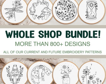 GANZE SHOP BUNDLE !! 800+ Stickmuster - Alle aktuellen und zukünftigen Designs, Mega-Rabatt, lebenslanger Zugriff, Handstickerei-Bundle-Deal