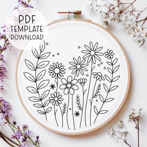 Flowers Hand Embroidery Pattern, Fun Embroidery Design, Floral Nature Embroidery, Botanical Embroidery Pattern Pretty Floral Embroidery PDF