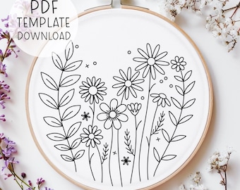 Patrón de bordado a mano de flores, diseño de bordado divertido, bordado de naturaleza floral, patrón de bordado botánico bordado floral bonito PDF