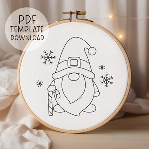 Christmas Gnome Embroidery Pattern Download, Cute Christmas Embroidery Art, Winter Gnome Embroidery, Christmas Embroidery Gnome Pattern
