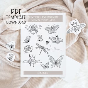 Printable Insects Embroidery Patterns Sheet, Butterfly Hand Embroidery Designs, DIY Embroidery Patch Designs Download For Stick And Stitch