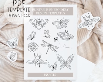 Printable Insects Embroidery Patterns Sheet, Butterfly Hand Embroidery Designs, DIY Embroidery Patch Designs Download For Stick And Stitch
