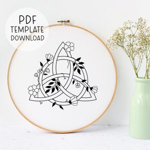Trinity Knot Embroidery Pattern Celtic Knot Embroidery Triquetra Embroidery Pattern Wiccan Embroidery Pattern Download Wicca Embroidery PDF