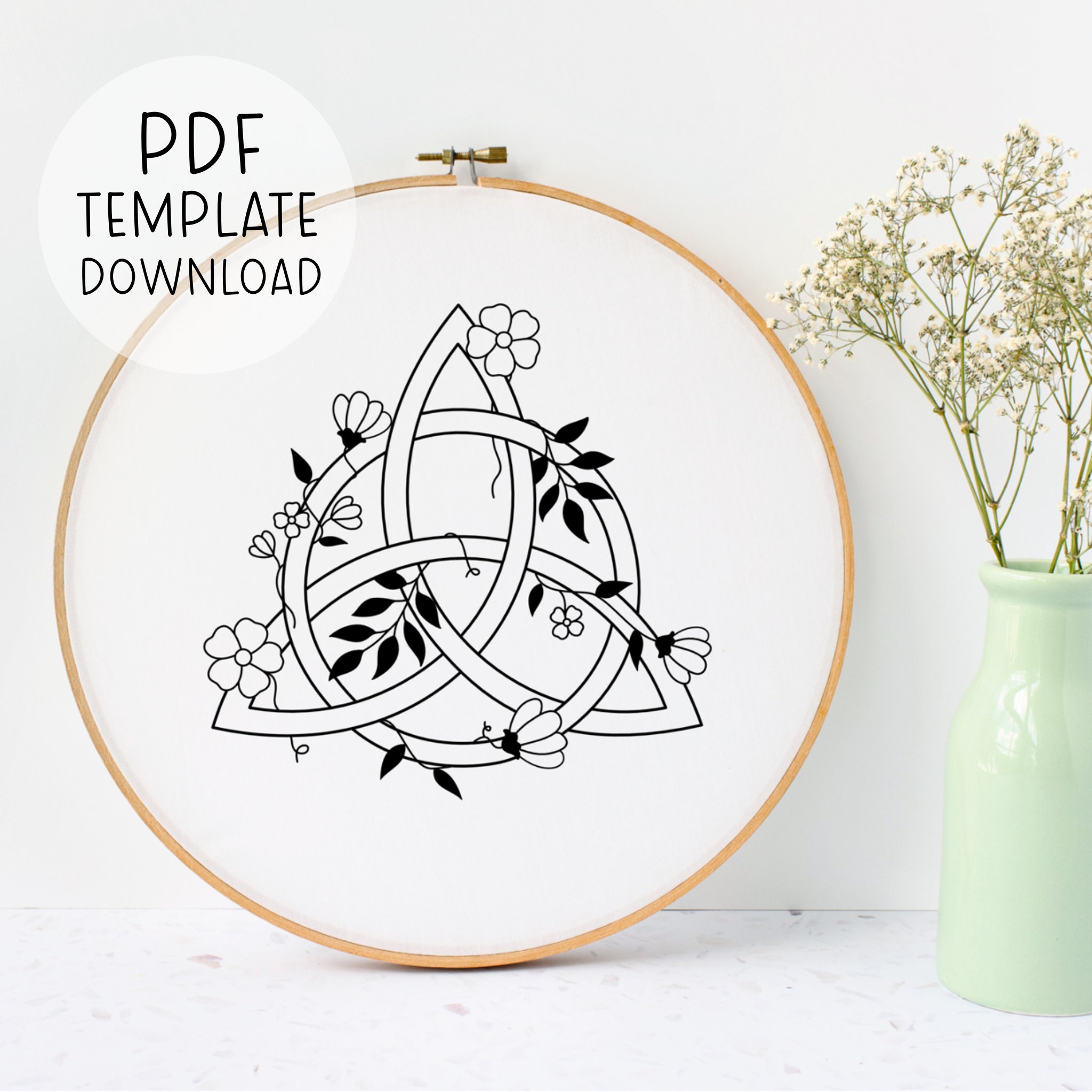 Trinity Knot Embroidery Pattern Celtic Knot Embroidery Triquetra Embroidery Pattern Wiccan Embroidery Pattern Download Wicca Embroidery PDF