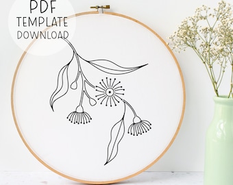 Gum Blossom Embroidery Pattern Template, Australian Flora Pattern, Australian Flowers Embroidery Design, Nature Lover Embroidery Pattern