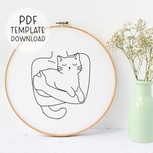 Cat Lady Embroidery Pattern Instant Download Cat Lover Embroidery Cat Embroidery Pattern Download Embroidery Gift For Cat Lover Cat Gift