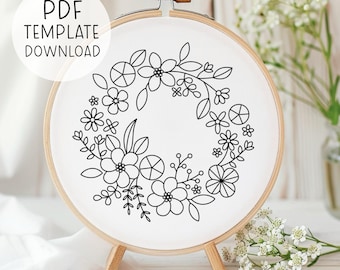 Bloemen handborduurpatroon, leuk borduurontwerp, bloemen natuurborduurwerk, botanisch borduurpatroon pdf met mooie bloemenborduurwerk