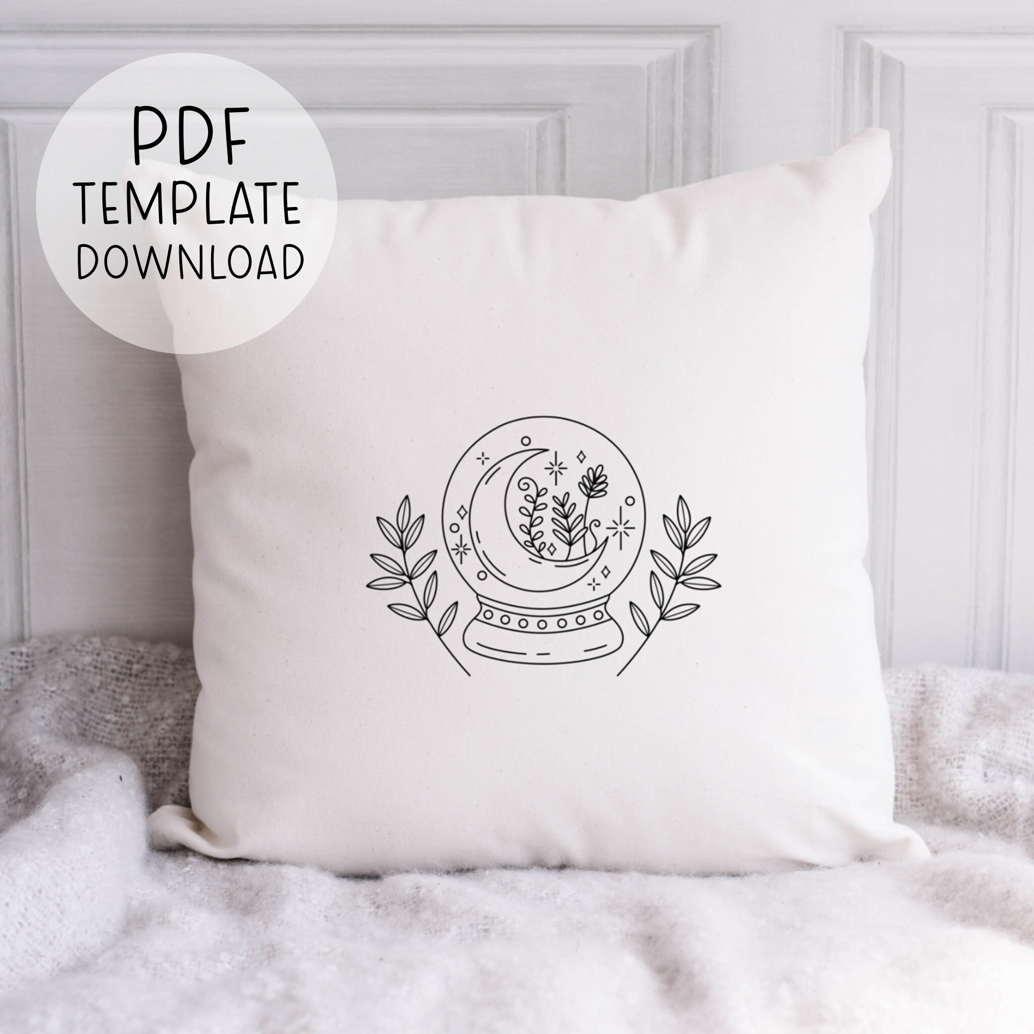 Crystal Ball Embroidery Pattern Download, Moon Embroidery, Celestial ...
