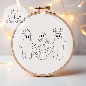 Christmas Ghosts Embroidery Pattern Download, Embroidery Christmas Pattern, Winter Embroidery, Cute Spooky Hand Embroidery Goth Christmas