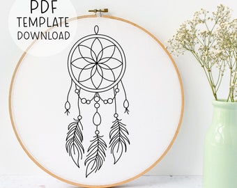 ドリームキャッチャー刺繍パターン、ボヘミアン刺繍、ドリーム