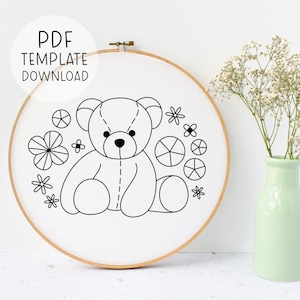 Patrón de bordado de peluche Descarga instantánea, patrón de aro de bordado de nueva mamá niños bordado hecho a mano regalo de bebé hecho a mano idea de regalo de baby shower