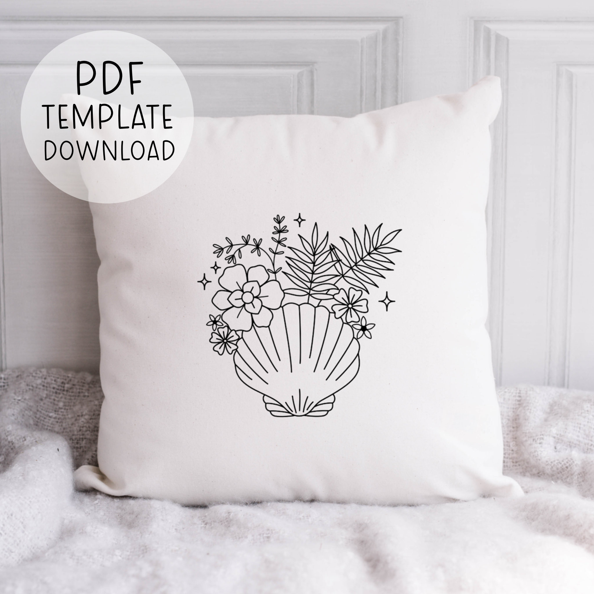 Shell Embroidery Pattern Instant Download, Gift for Beach Lover, Plants ...