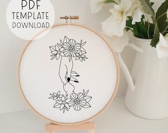 Mom And Baby Embroidery Pattern Instant Download, New Mom Embroidery Hoop Pattern, Mum Embroidery Design, Baby Birth Gift, Baby Shower Gift