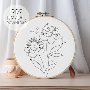Flowers Sun And Moon Embroidery Pattern Download, Celestial Embroidery, Magical Embroidery Pattern, Whimsical Embroidery, Sun And Moon Art