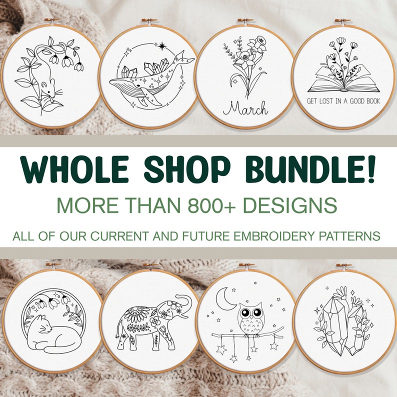 GANZE SHOP BUNDLE 800 Stickmuster Alle aktuellen und zukünftigen Designs, Mega-Rabatt, lebenslanger Zugriff, Handstickerei-Bundle-Deal Bild 2