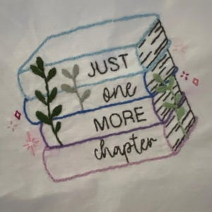 Just One More Chapter Embroidery Pattern Download, Reading Book Decor, Book Hand Embroidery, DIY Embroidery Book Design, Book Lover Gift image 10