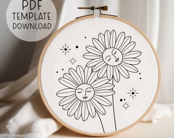 Flower Ladies Embroidery Pattern PDF, Quirky Embroidery Design Template, Boho Embroidery Designs, Witchy Embroidery Witch Home Decor