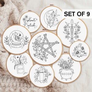 Witchy Embroidery Pattern BUNDLE! Wicca Hand Embroidery Patterns, Magical Embroidery Patterns, Witch Embroidery Bundle, Wiccan Home Decor
