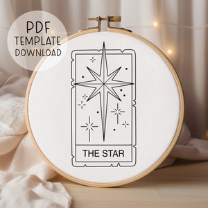 スタータロットカード刺繍パターンのダウンロード、神秘的な刺繍、神秘的な刺繍、サイキックな刺繍パターン天体の装飾手作り