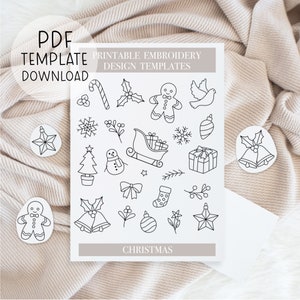 Printable Christmas Embroidery Patterns Sheet, Winter Embroidery Designs, DIY Embroidery Patch Designs Download For Stick And Stitch DIY