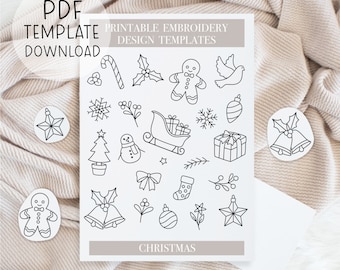 Printable Christmas Embroidery Patterns Sheet, Winter Embroidery Designs, DIY Embroidery Patch Designs Download For Stick And Stitch DIY