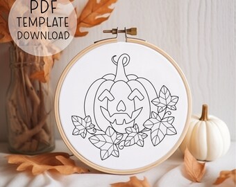 Halloween Pumpkin Embroidery Pattern Download, Fall Embroidery, Spooky Embroidery Pattern, Halloween Embroidery, Autumn Embroidery Pattern