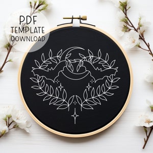 Bats Embroidery Pattern Download, Embroidery Pattern Halloween, Spooky Embroidery Art Gothic Embroidery Designs Goth Embroidery Pattern