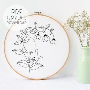 Mouse Embroidery Pattern Template Mouse Needlepoint Pattern Woodsy Embroidery Download Woodland Embroidery Cute Embroidery Patterns