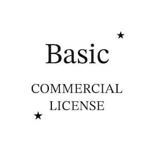 Puede incluir: Texto "Basic Commercial License" con dos estrellas negras.