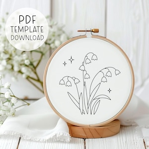 Simple Bluebells Hand Embroidery Pattern, Easy Floral Embroidery Design, Beginners Flowers Embroidery, Simple Botanical Embroidery Pattern