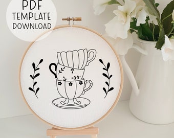 Tee-Liebhaber-Stickerei Muster Instant Download Tee Stickerei Hoop Muster Wasserkocher Stickerei Geschenk für Tee-Liebhaber Tee Geschenk handgemachtes Geschenk