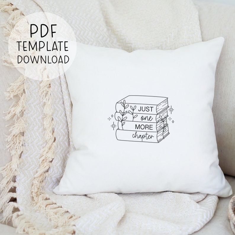 Just One More Chapter Embroidery Pattern Download, Reading Book Decor, Book Hand Embroidery, DIY Embroidery Book Design, Book Lover Gift image 2