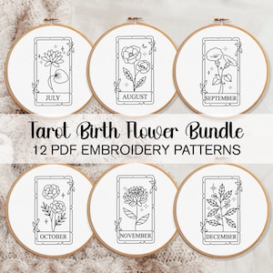 Modello ricamo fiore nascita tarocchi BUNDLE, modelli ricamo mano nascita ricamo compleanno tarocchi modello ricamo astrologia
