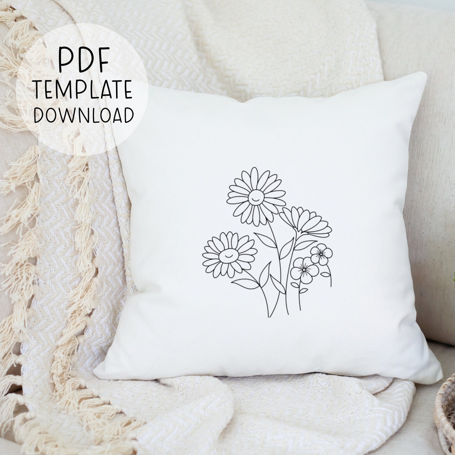 Flowers Embroidery Pattern Template Download Botanical Embroidery