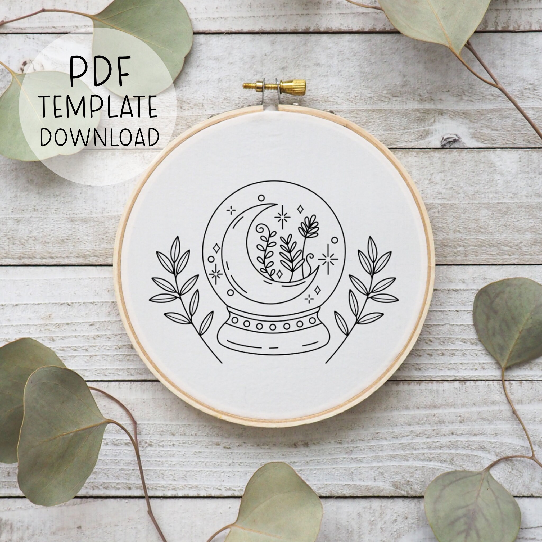 Crystal Ball Embroidery Pattern Download, Moon Embroidery, Celestial ...