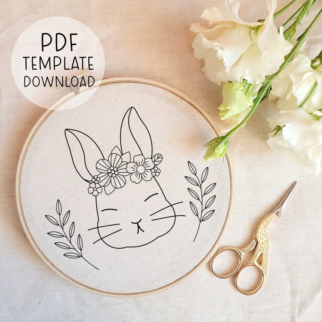Cute Bunny Embroidery Pattern Instant Download Rabbit Embroidery Design ...