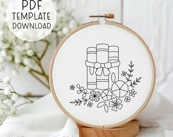 Book Lover Hand Embroidery Pattern, Reading Book Decor, Pattern Embroidery Book, DIY Embroidery Book Design, Meaningful Book Lover Gift