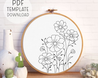 Wildflowers Embroidery Pattern Instant Download, Botanical Embroidery PDF, Floral Nature Embroidery, Easy Embroidery Wildflower Embroidery