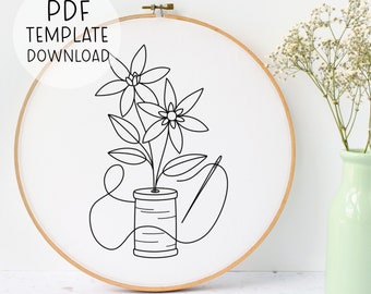 Sewing Hand Embroidery Pattern, Thread Embroidery Design, Embroidery Hoop Pattern, Stitching Embroidery, Gift For Sewing Lover, Cosy Decor