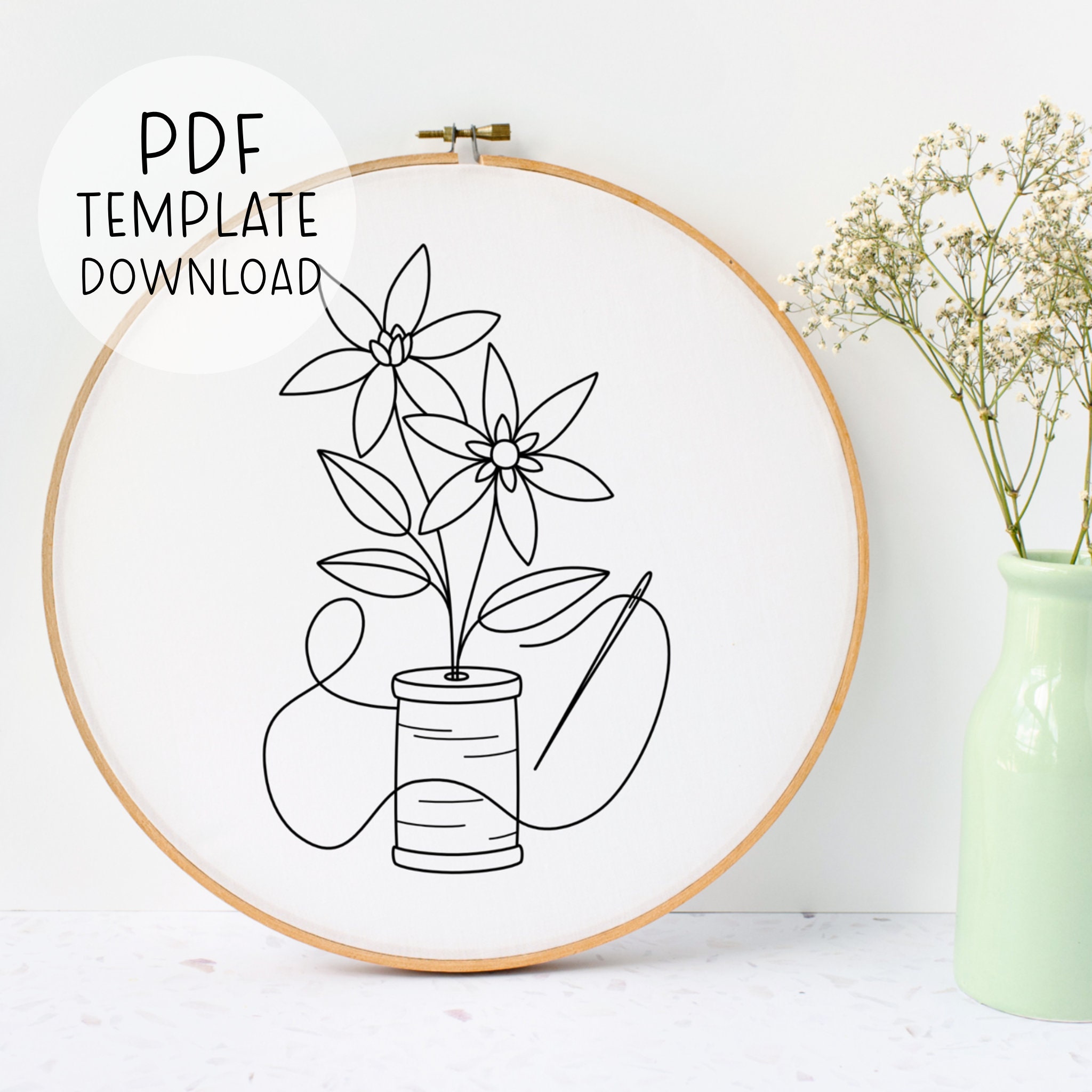 Sewing Hand Embroidery Pattern, Thread Embroidery Design, Embroidery ...