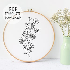 Dandelion Botanical Embroidery Pattern Instant Download, Dandelion Embroidery Download DIY Nature Embroidery Beginners Crafts DIY Embroidery